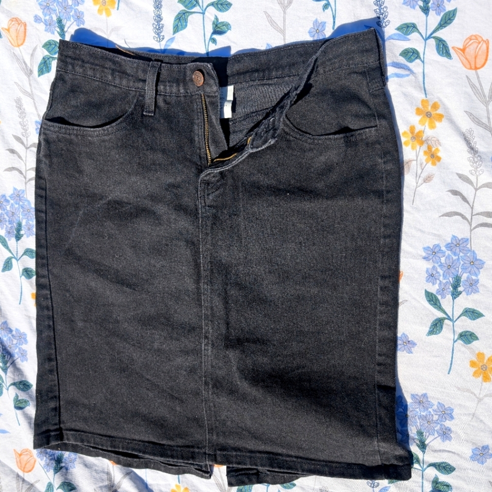 Vtg Black Denim USA Made 10 Skirt